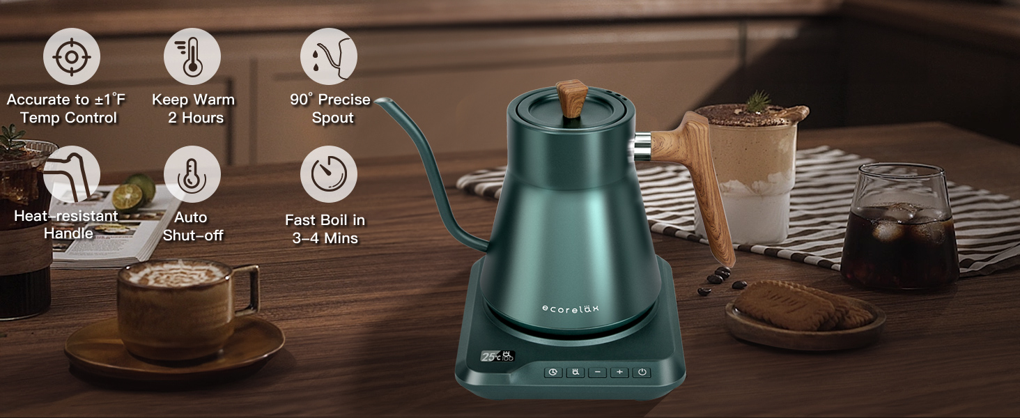 ECORELAX Gooseneck Electric Kettle with Temperature Control,1200W