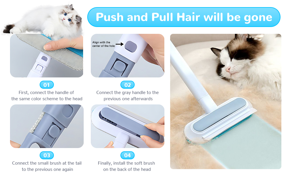 Multifunctional HairRemoval Brush,4 in 1 Pet Hair Removal Tool, Reusable Pet Hair Remover for Carpet Car Glass (1PC) 16 aplus content image