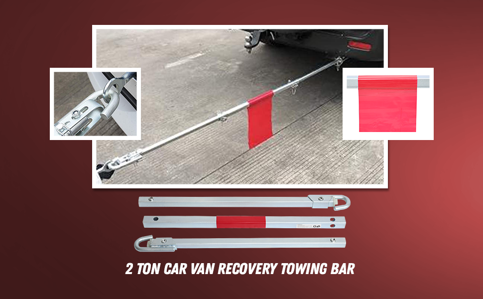 Dapetz ® 2 Tonne Recovery Tow Bar, 3 Part Towing Pole for Towing Cars and Vehicles up to 2