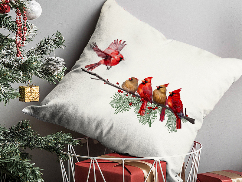ARGOOFG Christmas Pillow Covers 18x18 Inch Cardinal Birds