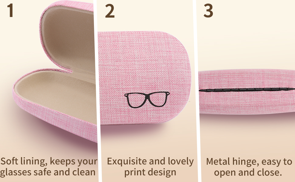 CHZZMS 6 Pack Hard Shell Eyeglasses Case Protector Linen Fabrics