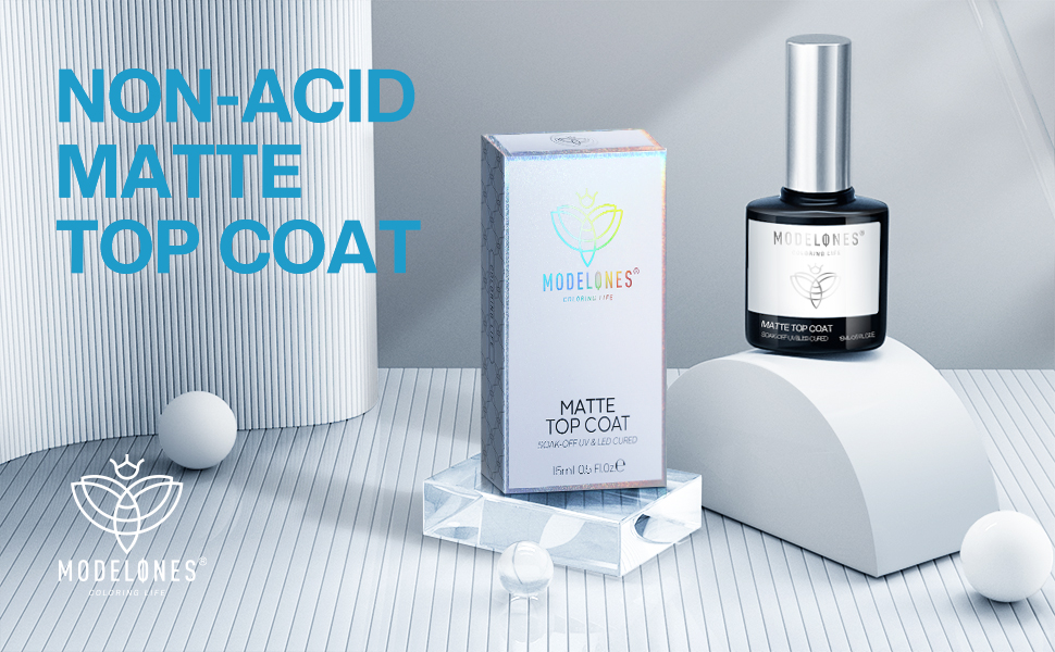 Modelones Matte Gel Top Coat, 15ml Gel No Wipe Matte Top Coat Soak Off Nail Lamp Gel Nail Polish