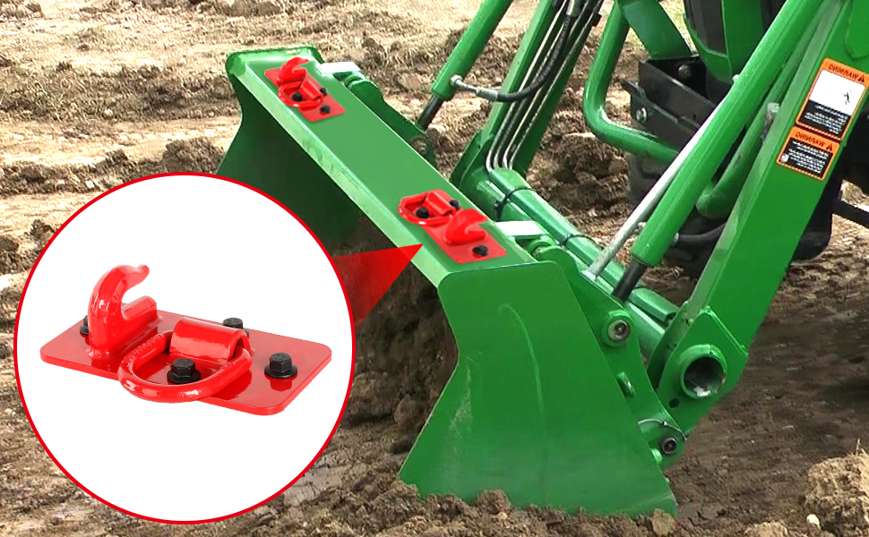 2 Pack Tractor Bucket Hooks Grade 70 Steel Bolt On Grab Hook Tow Hook Mount