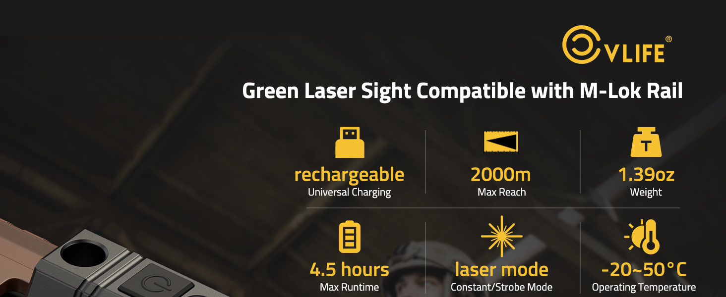 CVLIFE Laser Sight for Rifle Compatible with M-Lok Rail