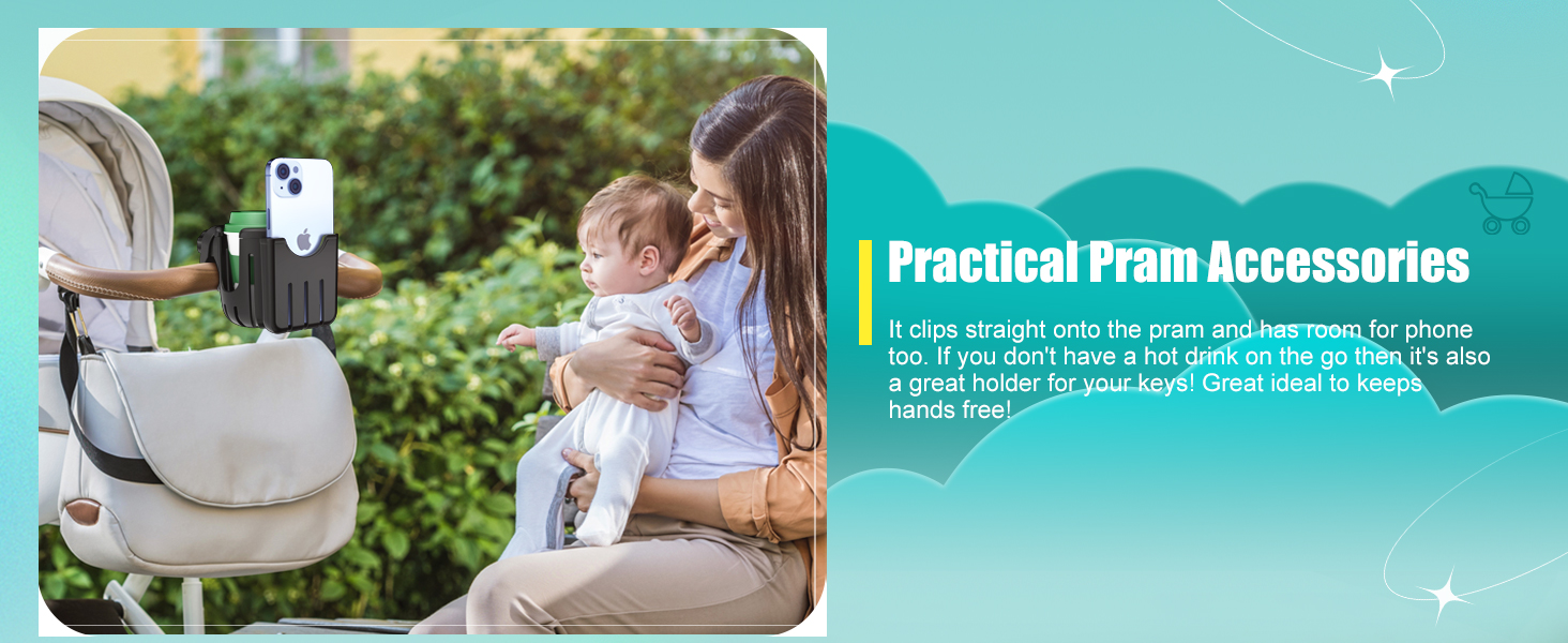 Eletorot Pram Cup Holder Pram Accessories, Universal Coffee Drink