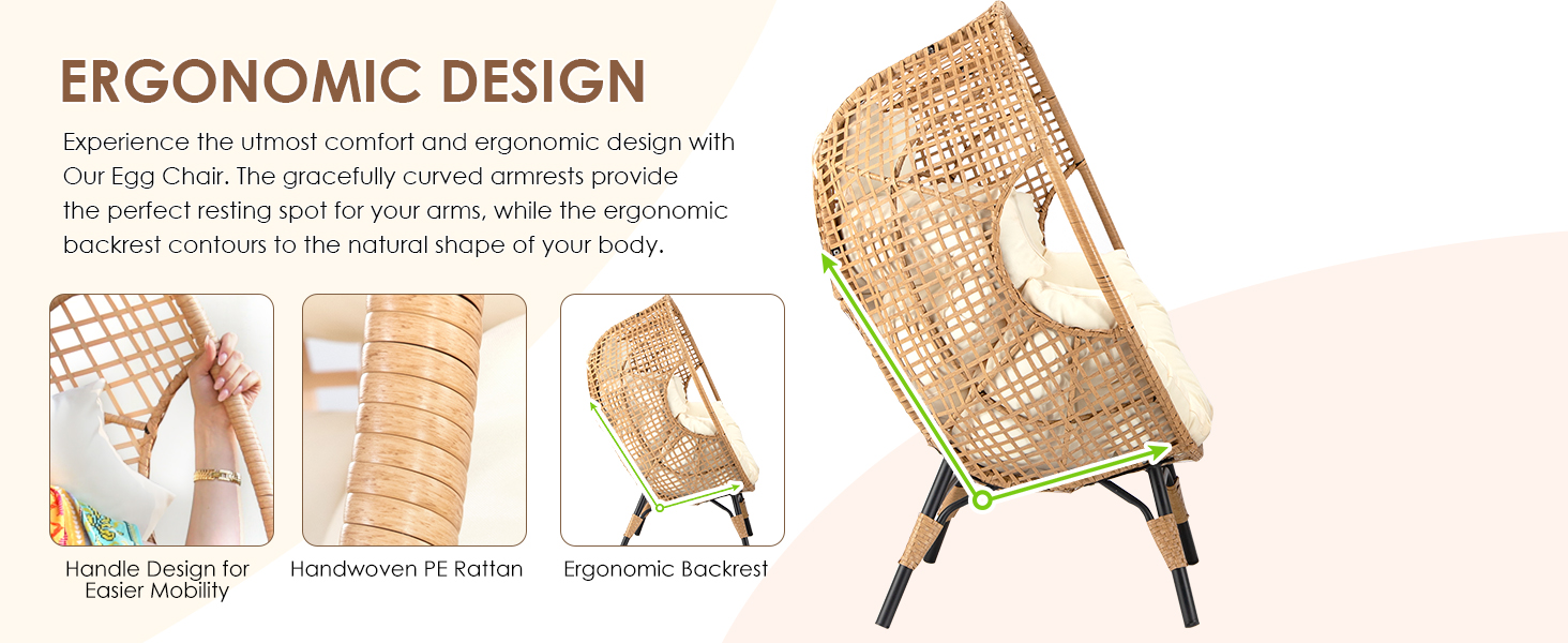 RADIATA Egg Chair with Footrest Outdoor Wicker Patio Egg