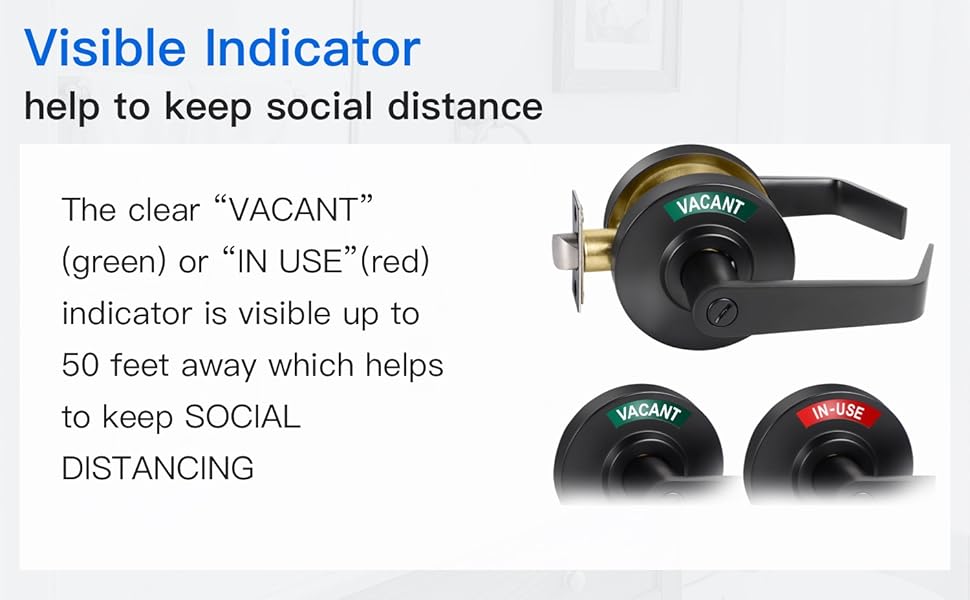 Privacy Indicator Lever Lock Inuse or Vacant, Occupied Bathroom Handle