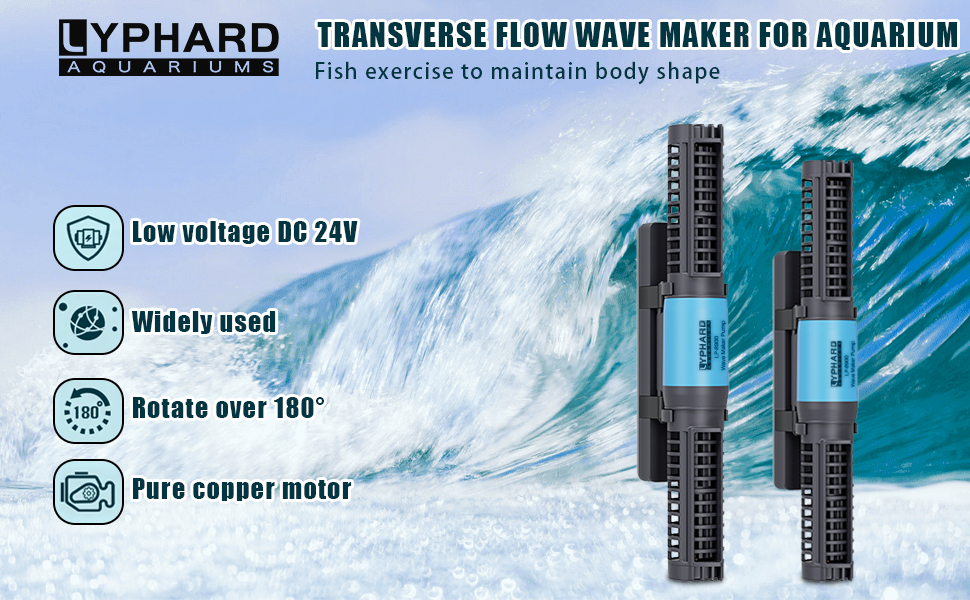 LYPHARD AQUARIUMS Wave Maker for Aquarium, DC 24V GYRE Powerhead 2200GPH with