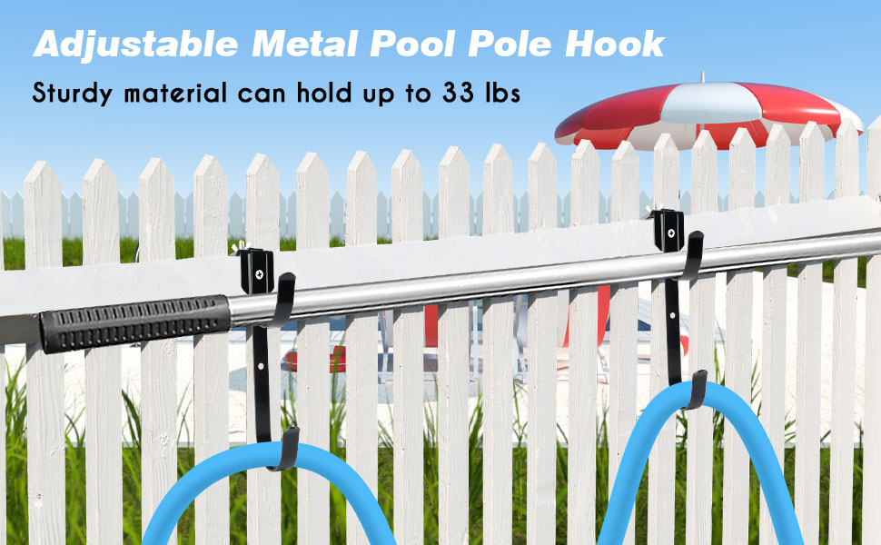 SHTALHST Pool Pole Hanger,4PCS Adjustable Metal Pool Hooks