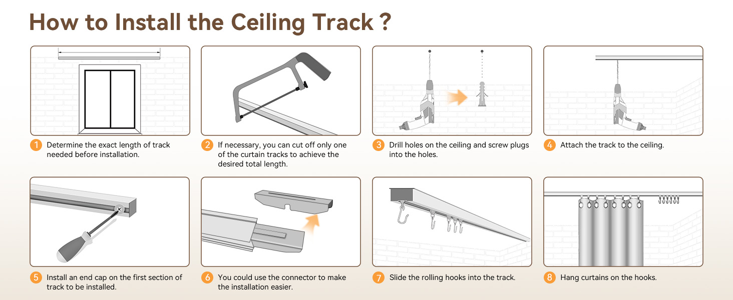ceiling curtain track set Installation guide
