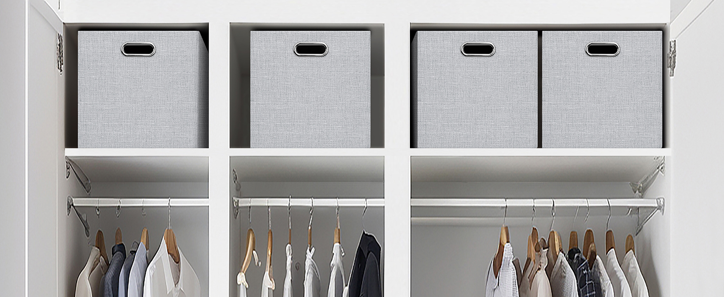 Posprica 15x12x12 Storage Cube Bins, Linen Decorative