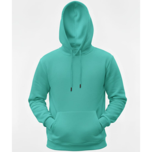 سترة هودي باللون الأخضر النعناعي والفيروزي معروضة في مناظر متعددة تُظهر الزوايا الأمامية والجانبية.