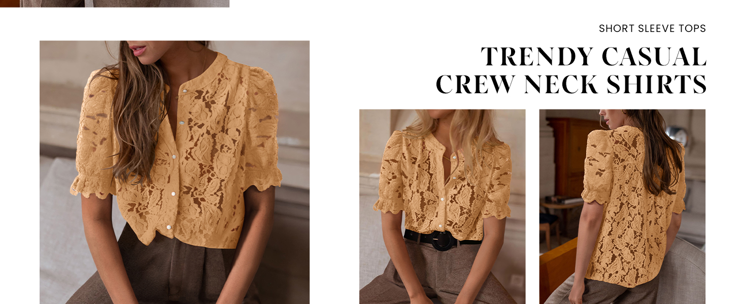 PRETTYGARDEN Sheer Lace Tops for Women