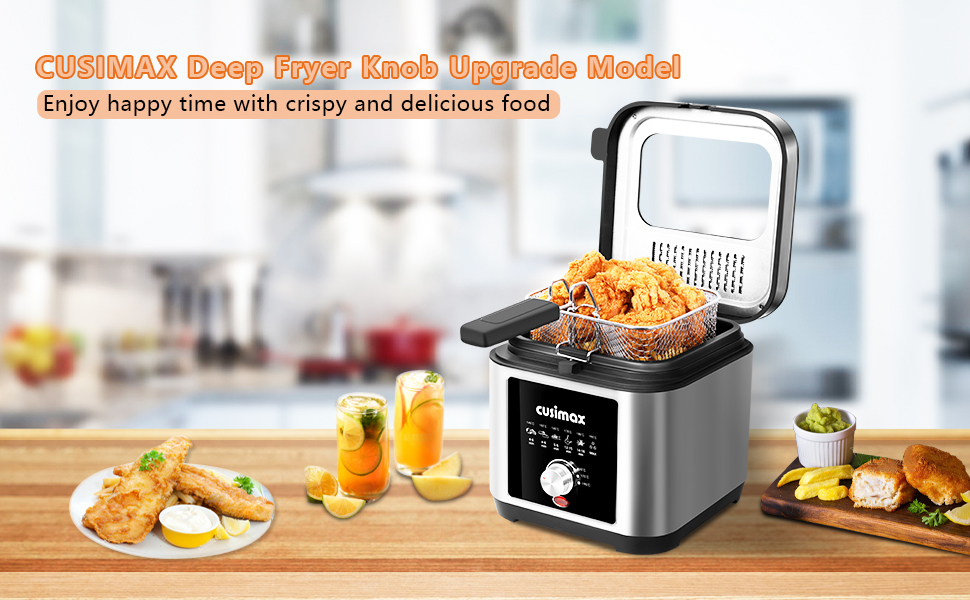 Deep Fat Fryer, CUSIMAX Deep Fryer with Basket and Drip Hook, 2.5L