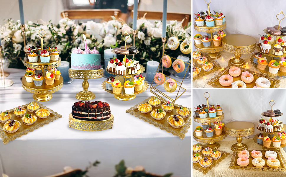Gold Cake Stand Set7 Pcs Gold Cupcake StandGold Dessert