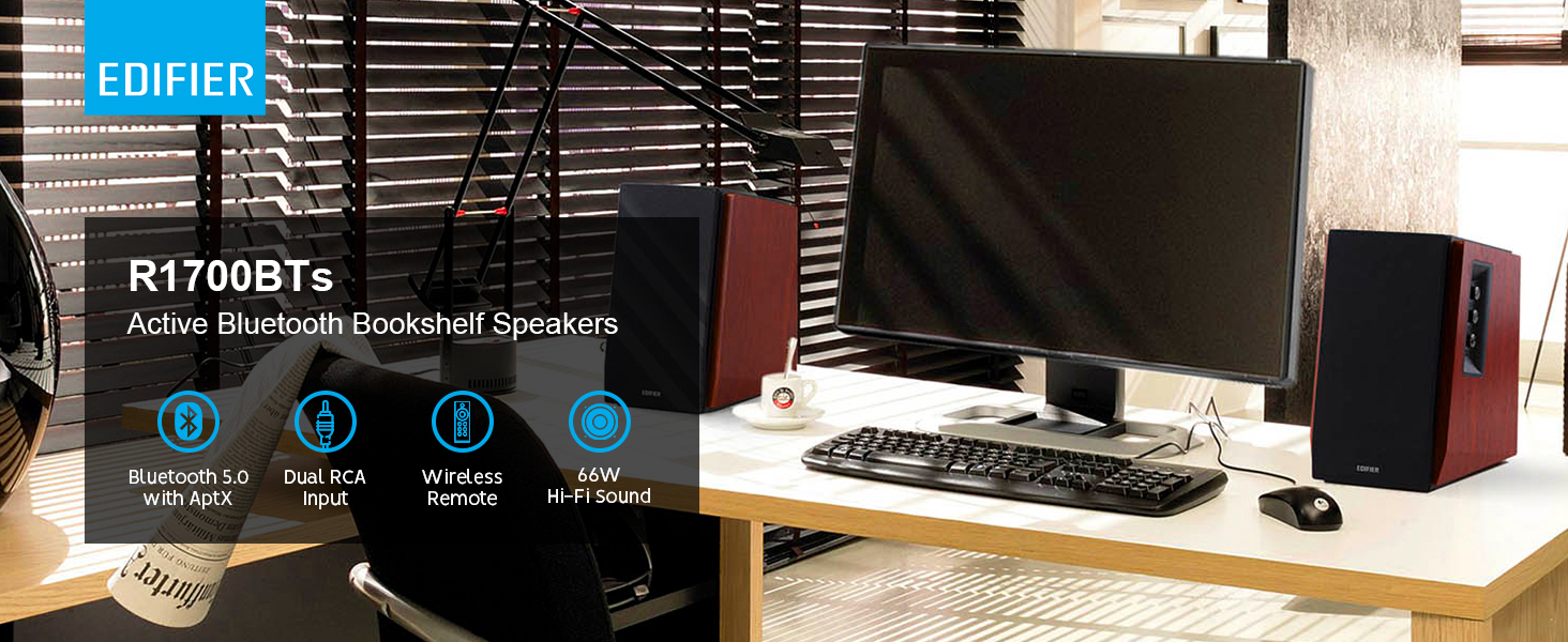 Edifier【Upgraded】R1700BTs Active Bluetooth Bookshelf Speakers 2.0