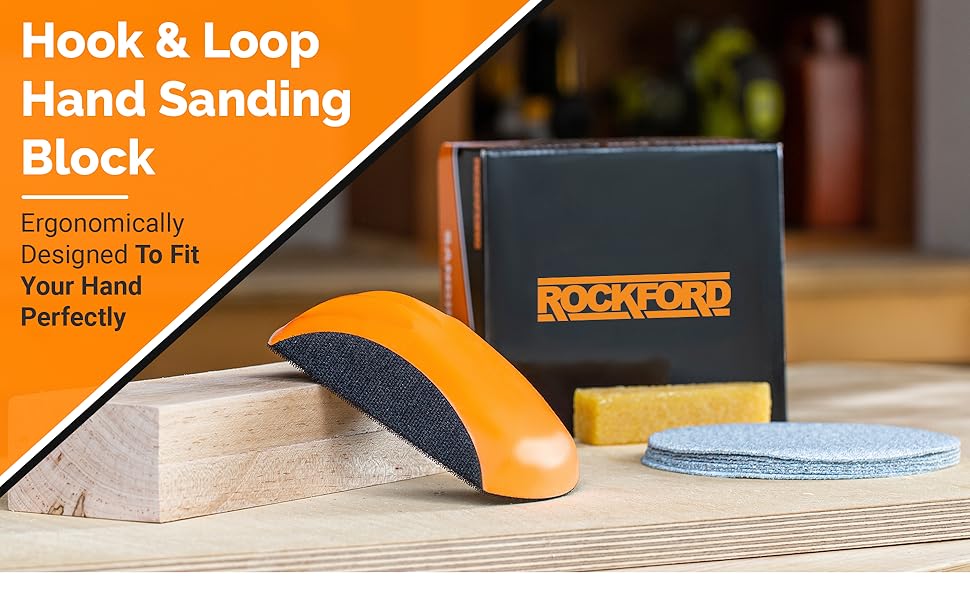 Rockford Ergonomic Hand Sanding Block. Hook and Loop Hand Sander