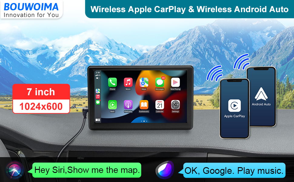 Portable Car Stereo with Wireless Carplay & Wireless