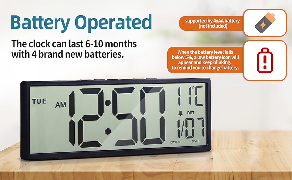 15" Large Digital Wall Clock Battery Ope... 20 clocks for living room