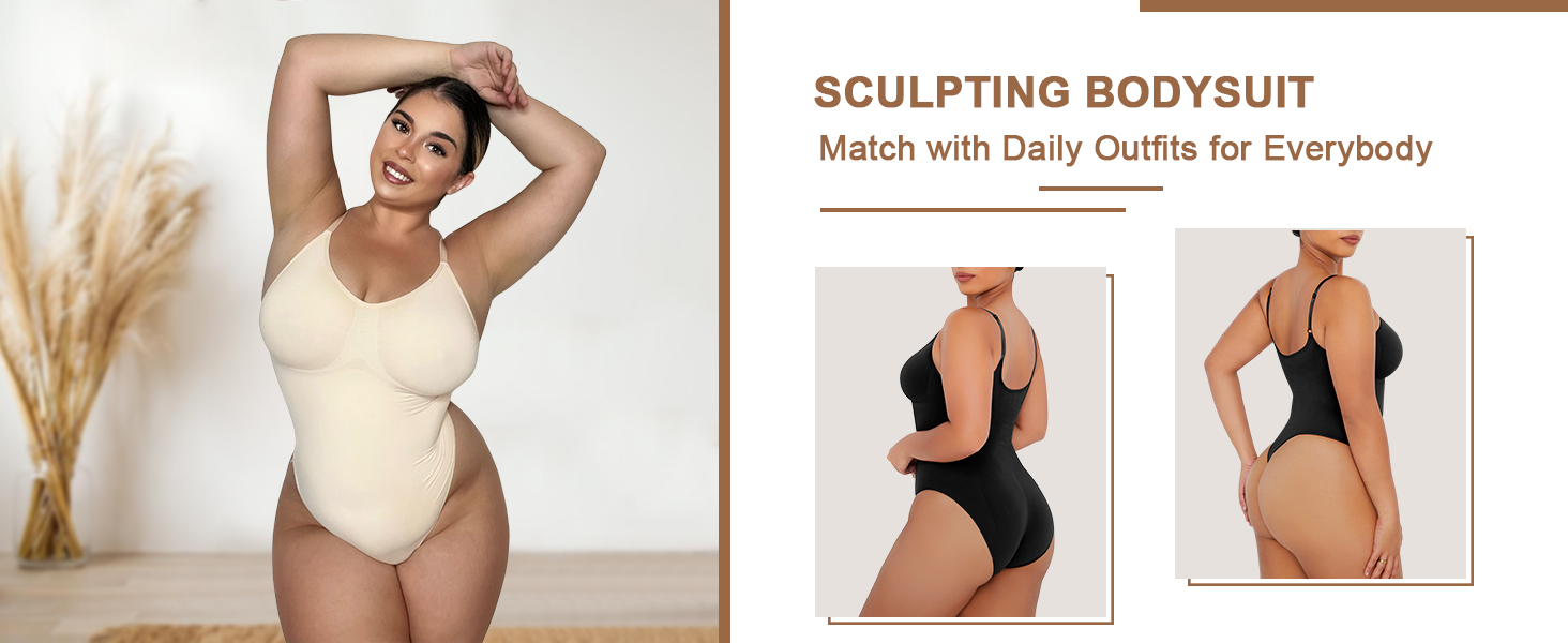 YIANNA Shaping Bodysuit for Women Tummy Control Seamless Compression