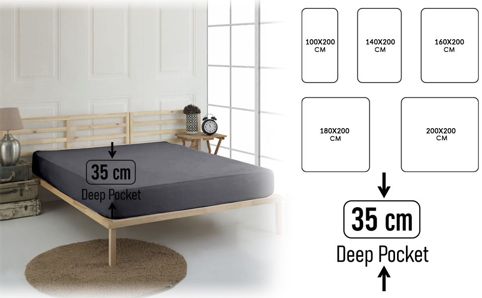 Drap-housse en jersey de qualité supérieure - Anthracite