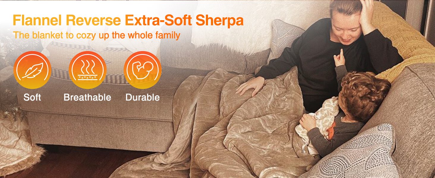 WOOMER Electric Heated Bed Blanket, Soft Flannel Fast