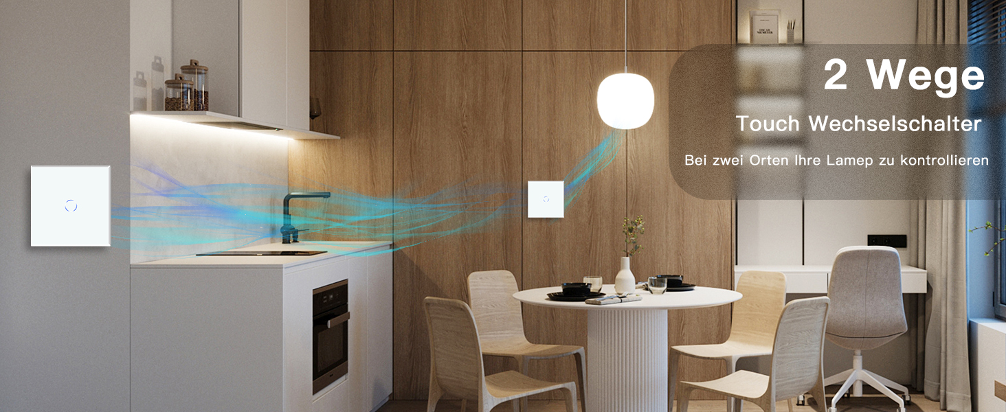BSEED Touch Lichtschalter 1 Fach 2 Wege Glas Lichtschalter Weiß Led Touch Schalter Touchscreen