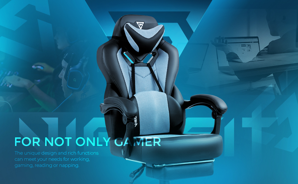 Vigosit Gaming Chair Gaming Chair with Footrest, Mesh Gaming Chair for