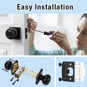Modern Matte Black Privacy Door Knobs - Keyless Lock -18