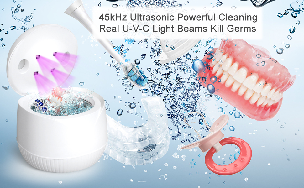 Ultrasonic UV Cleaner for Dentures Aligners Retainer Cleaning Machine 45kHz