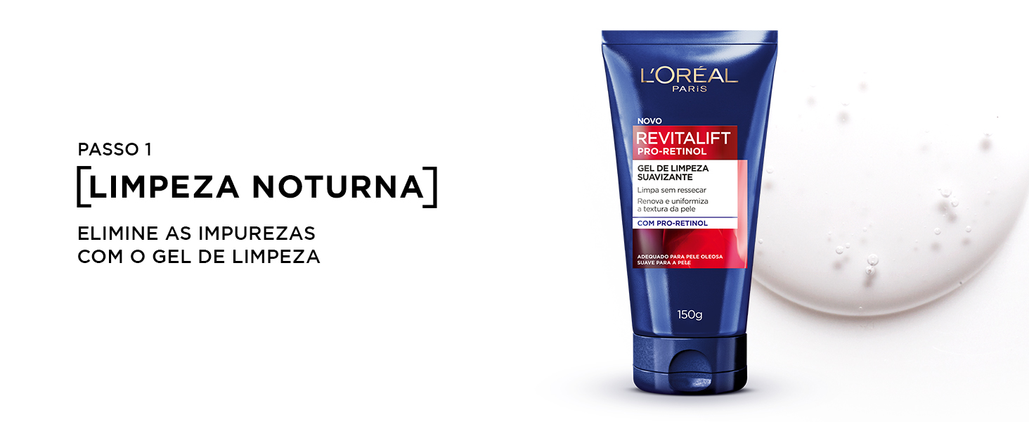 Primeiro passo da rotina antirrugas: Limpeza noturna. Elimine as impurezas com o gel de limpeza