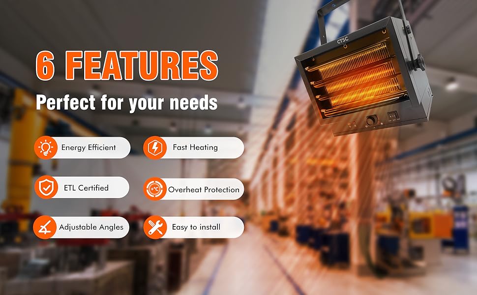 CTSC 5000W Garage Heater 240v Garage Heater Electric Shop Heater 240v Hard Wired Fan