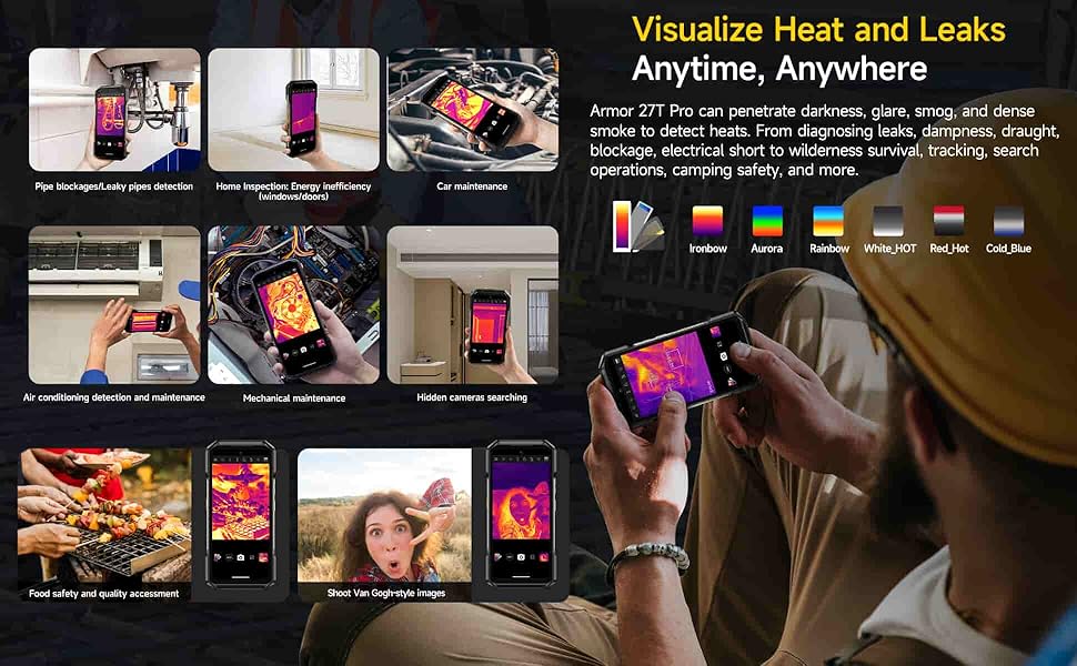 Ulefone Armor 27T Pro 5G Rugged Phone Unlocked Thermal Imaging Camera+64MP Night Vision 10600mAh