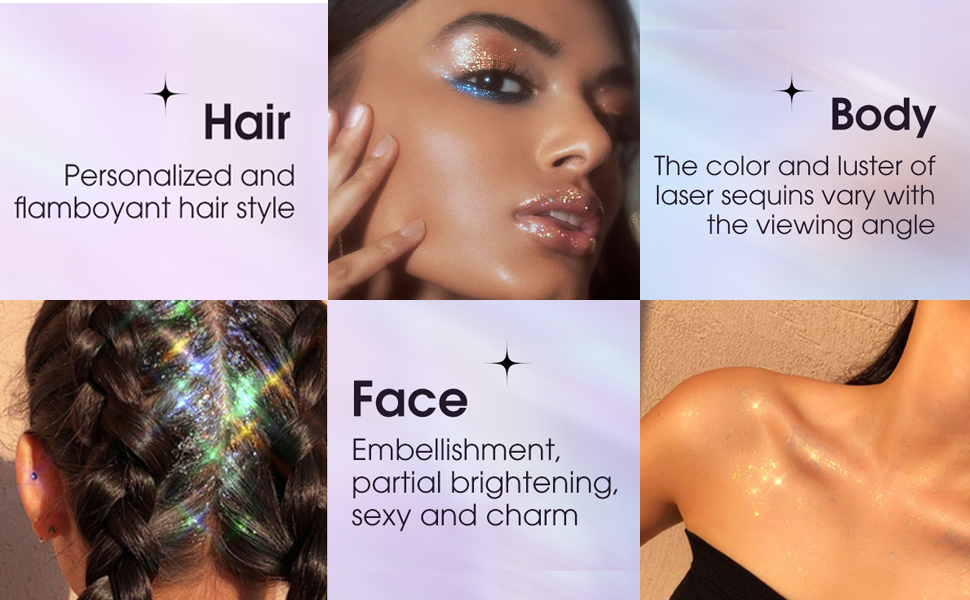 Body Glitter Gel, Cosmetic Grade Face Glitter, Holographic