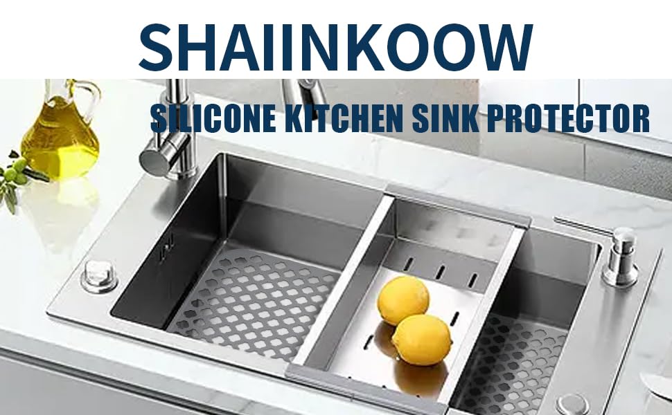 SHAIINKOOW Silicone Kitchen Sink Mat, Kitchen Sink Protector, Silicone Sink Protectors for