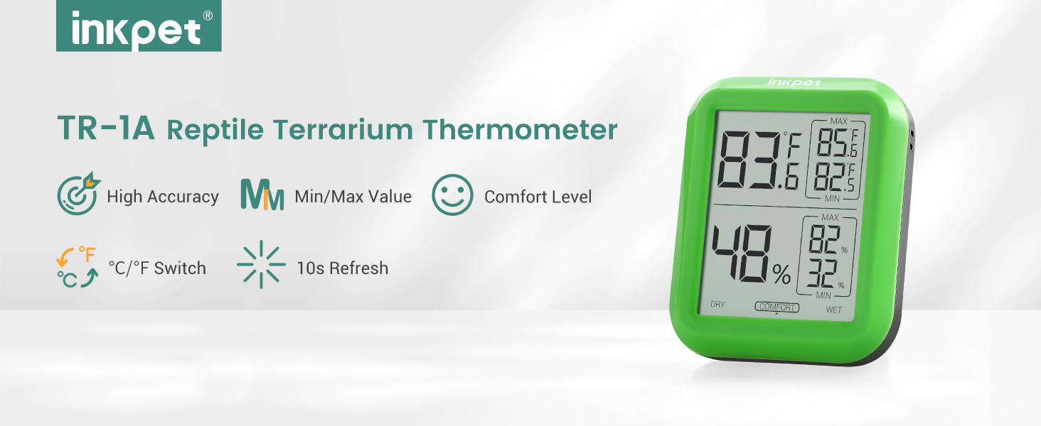 INKPET Reptile Thermometer Hygrometer with Max/min Record