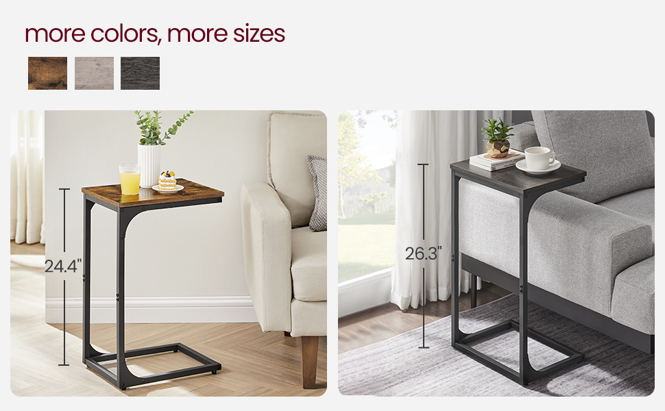 VASAGLE CShaped End Table, Side Table for Sofa, Couch Table Small TV