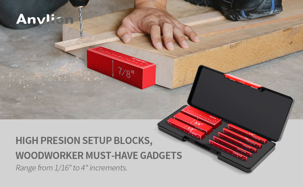 Setup Blocks Woodworking, Setup Blocks Height Gauge Set, ANYLION 8 Pcs
