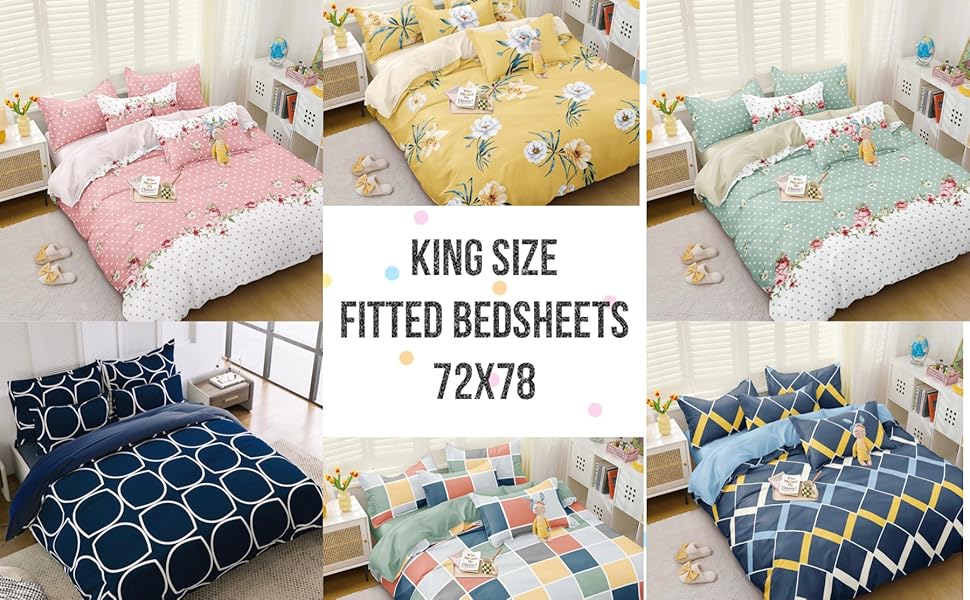 Buy Furnistitchs Premium Double Bed Elastic Fitted Bedsheets With 2 Pillow Covers, King Size All
