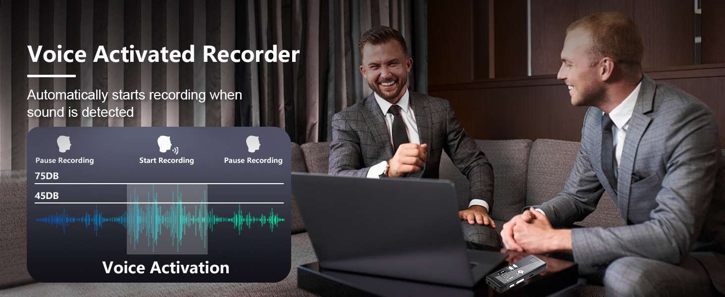 Voice Activated Recorder, Voice Recorder with Playback, Voice Recorder for Lectures , Audio Recorder