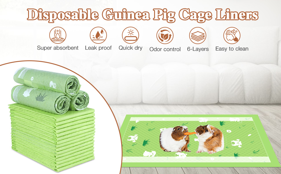 Guinea Pig Cage Liner 30 Count Disposable Super Absorbent