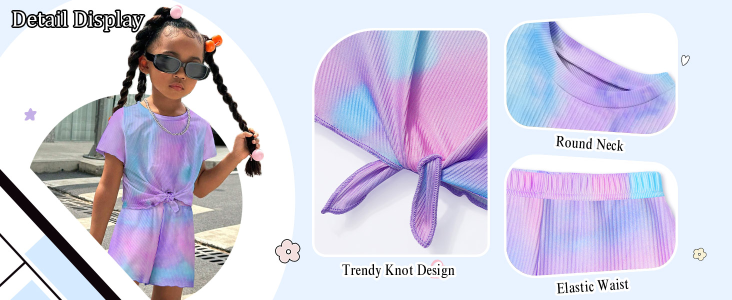 Toddler Girl Clothes 12-18 18-24 Months 2T-3T-4T-5TGirls Summer Clothing Set Tie Dye Short-Sleeved 