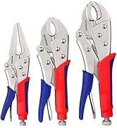 WORKPRO 3-Piece Locking Pliers Set, 10-inch Curved Jaw, 7-inch Curved Jaw and 6-1/2-inch Straight...