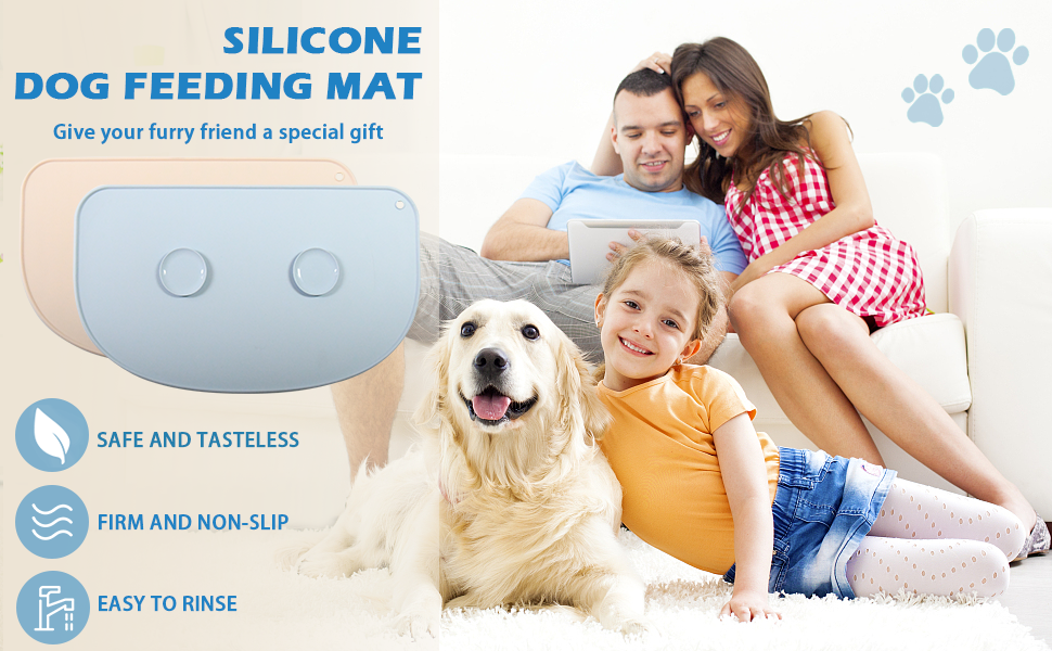 YAWMLYE Large Silicone Pet Food Mat Cat Dog Bowl Yellow