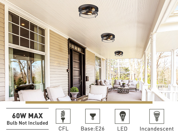 zeyu 3-Light Flush Mount Ceiling Light, 15 Inch Farmhouse