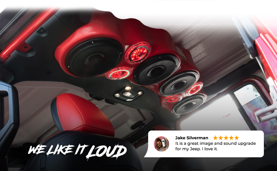 DS18 JEEP SOUNDBAR, JEEP SPEAKERS, JEEP SOUND BAR, JEEP OVERHEAD SOUNDBAR ENCLOSURE, JEEP AUDIO
