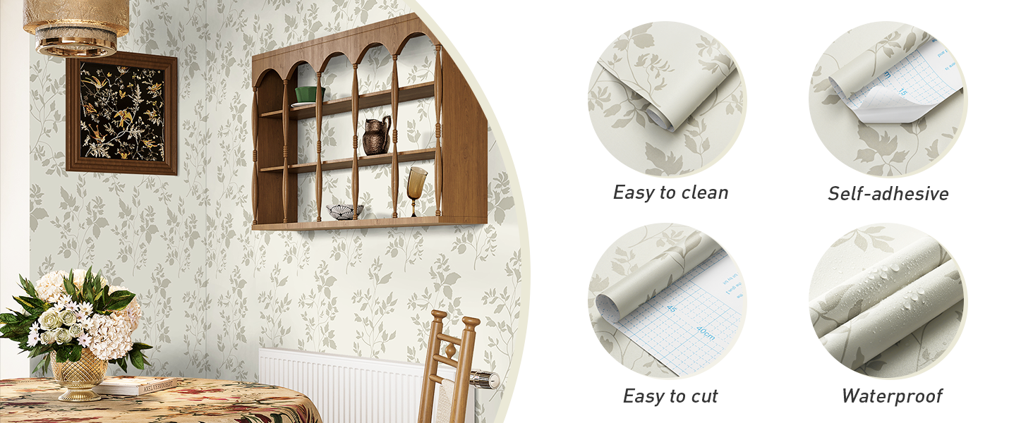 Ismoon Wallpaper Peel and Stick Beige Contact Paper Removable Self