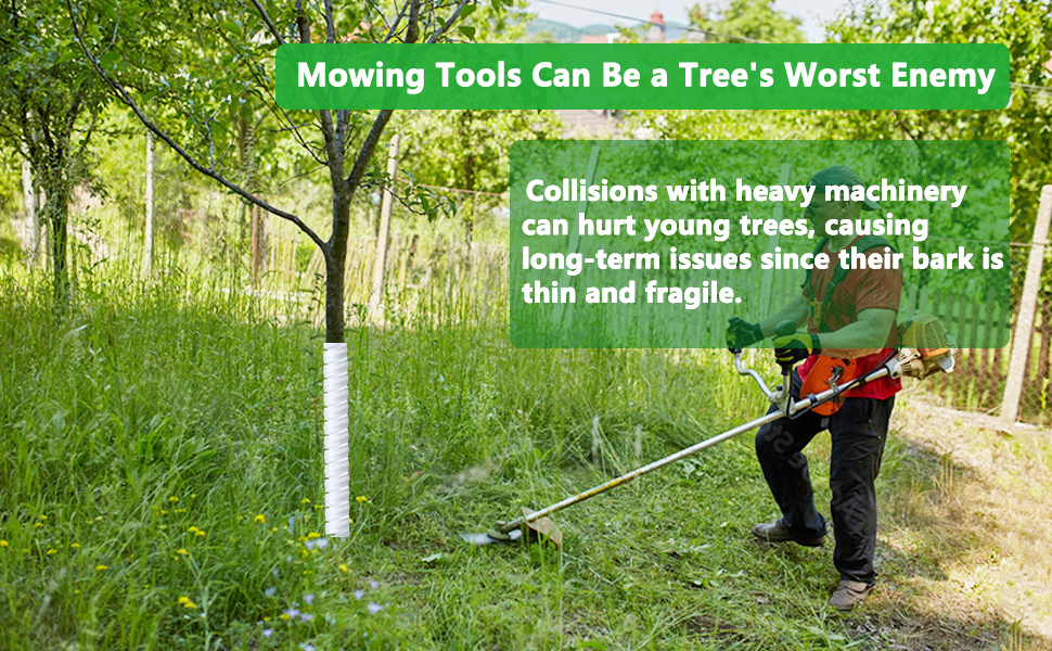 Maschsea 4 Pcs White Tree Trunk Protector, 2Size (15.7"X2", 15.7"X1.6") PP Plastic