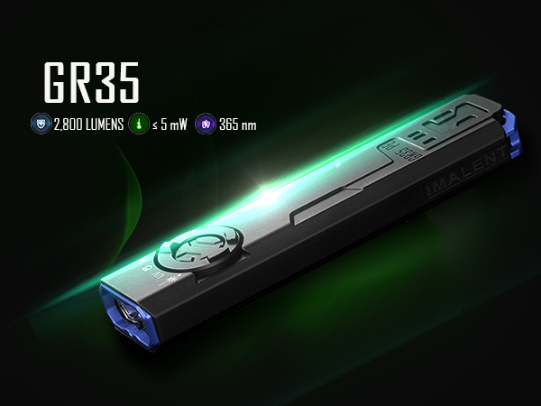 IMALENT GR35 EDC Flat Flashlight with Green Light, UV and