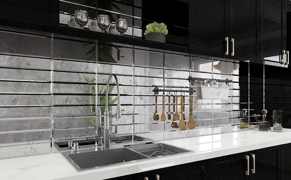 Lovdeco Peel and Stick Light Antique Mirror Tile Subway